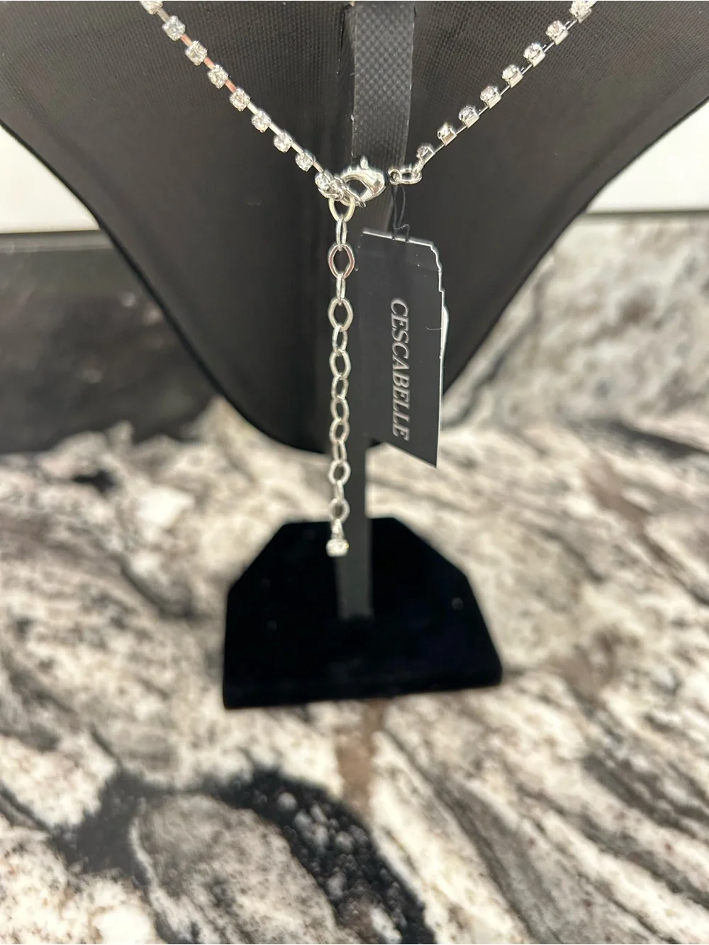 Sparkling Clear Crystal Statement Necklace in Silver Tone